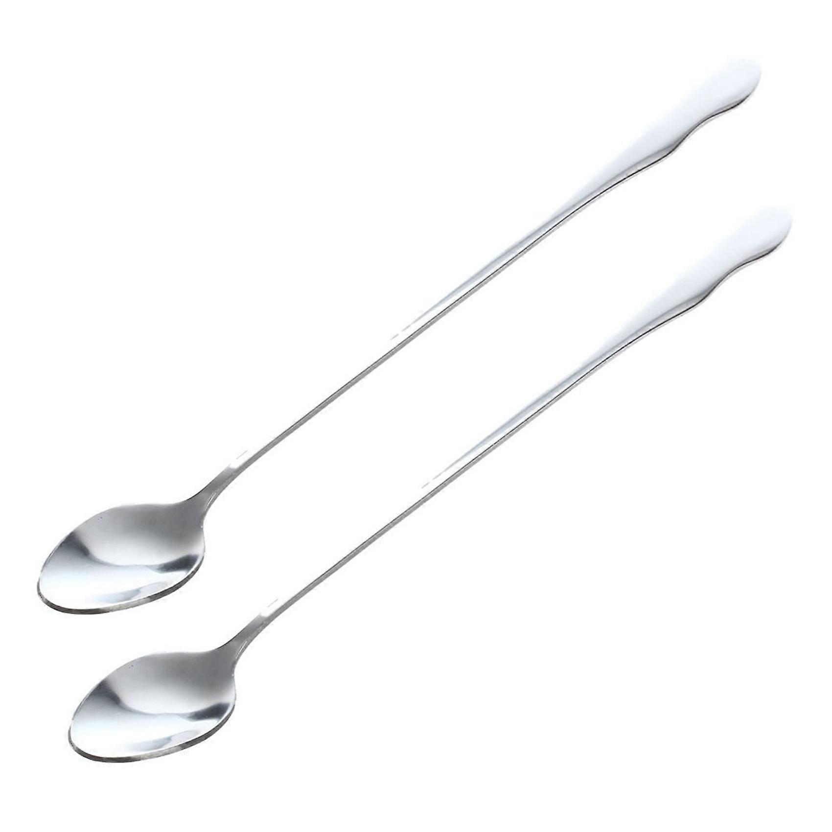 2X Stainless Steel Tableware Long Handle Scoop Teaspoon 10 inch