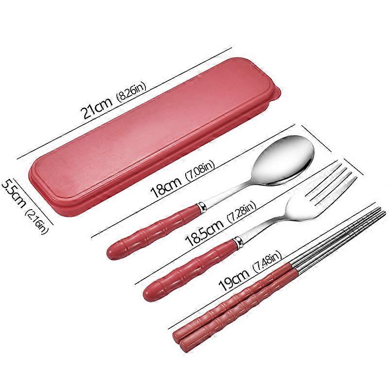 3pcs Portable Dinnerware Kit Spoon Fork Chopstick Set Travel Flatware With Box Set Stainless Steel Travelling Dinnerware Set