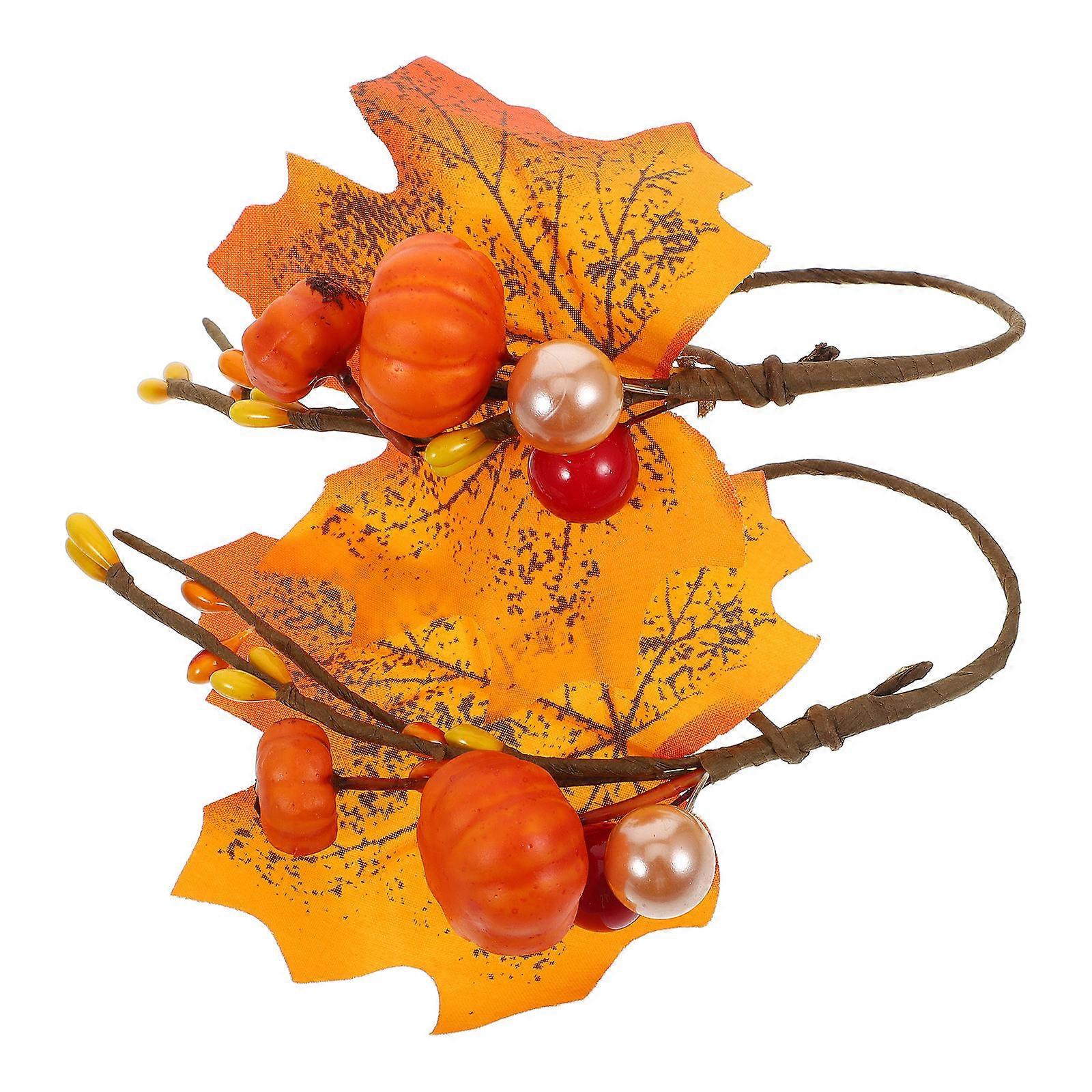 Thanksgiving Napkin Rings Fall Leaf for Table Decoration 2Pcs Orange