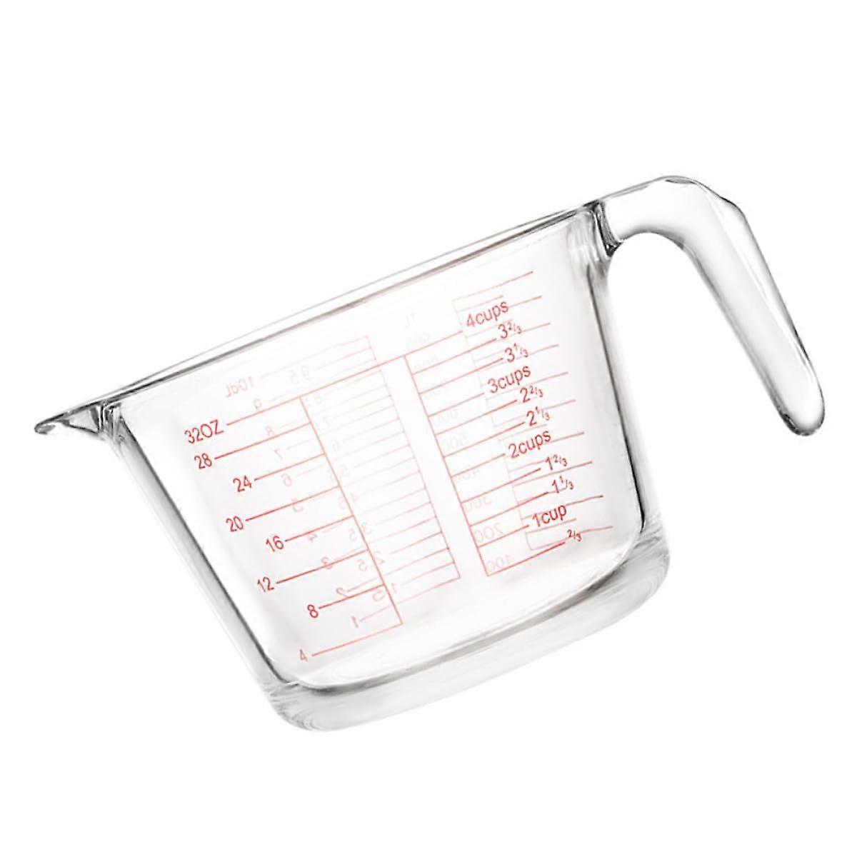 Large Capacity Glass Measuring Cup 1000ml Thickened Heat Resistant with Precise Scale for Baking Kitchen Use