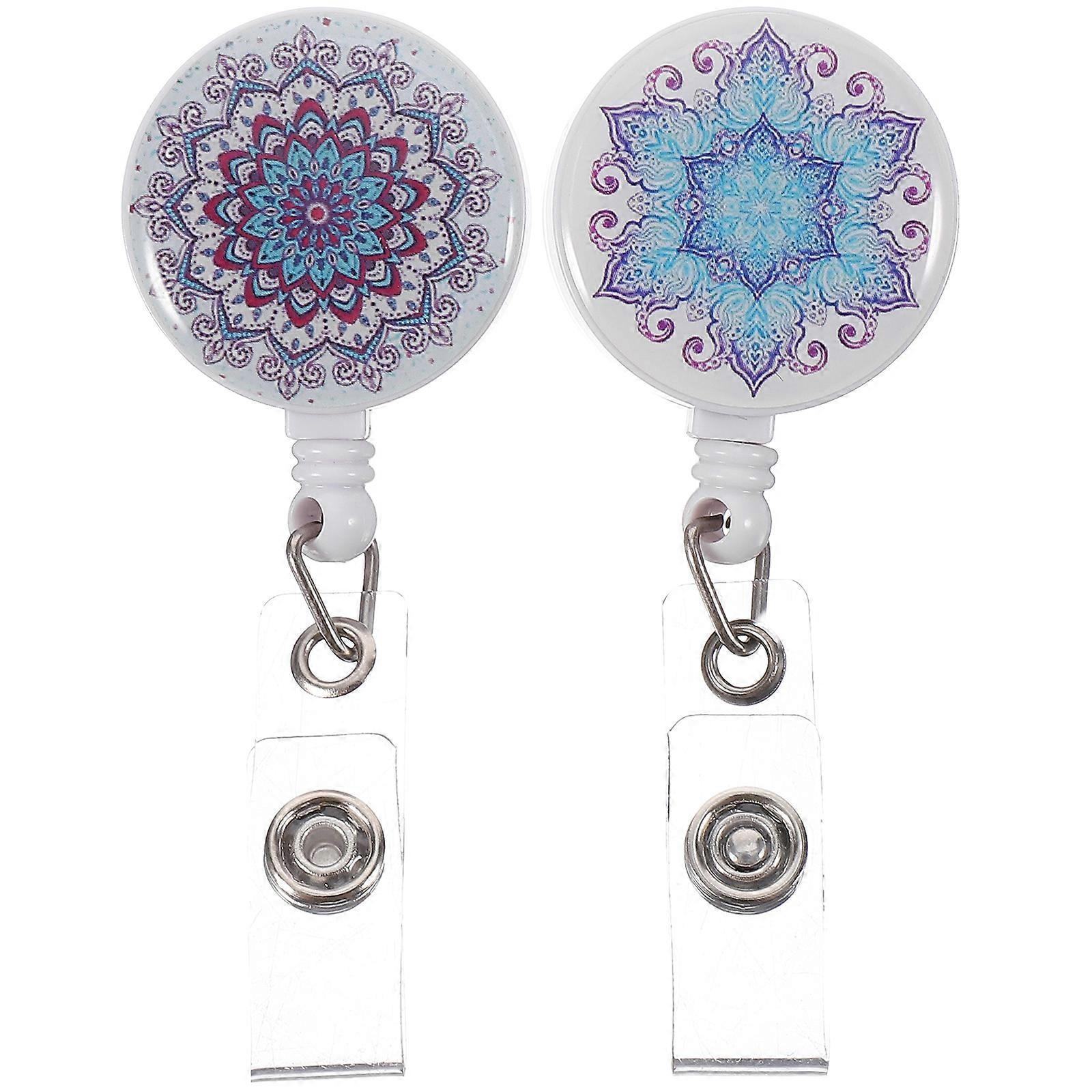 Circular Badge Clip Multi-Function Badge Holder Nurse Reel Assorted Color 2Pcs