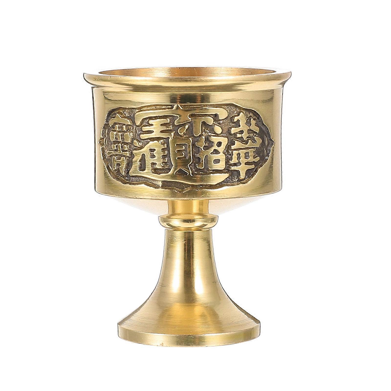 Golden Copper Buddha Offering Cup for Buddhist Offering 1Pcs