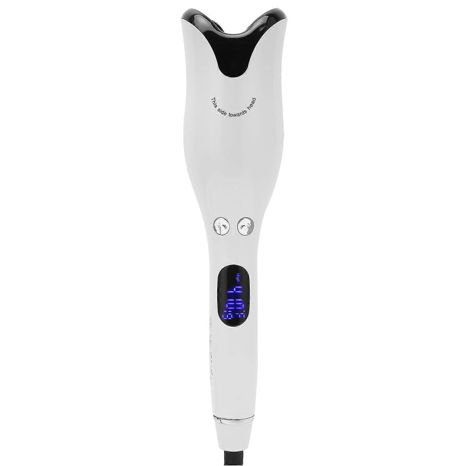 Automatic Curling Iron with LED Display, Ceramic Barrel Wand, Dual Voltage, Auto Shut Off, White