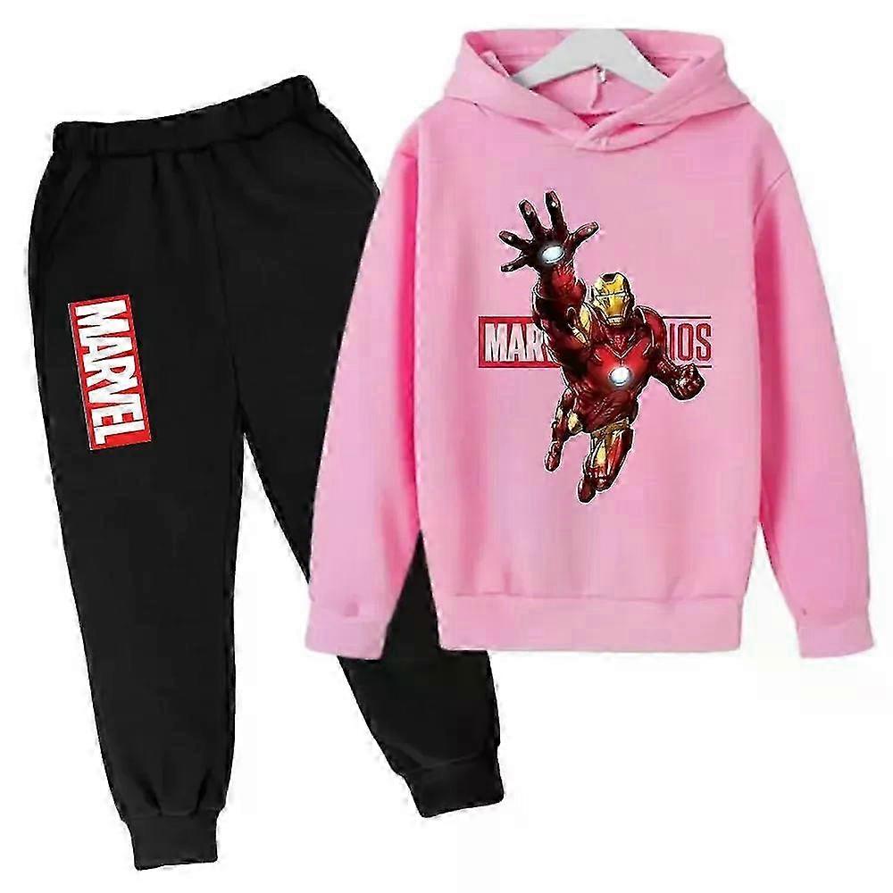 2025 Marvel Iron Man Kids Hoodies 2pcs Set Boy Girl Spring Autumn Sweatshirt Clothes Superhero Tracksuits Children Hooded Pants Suit