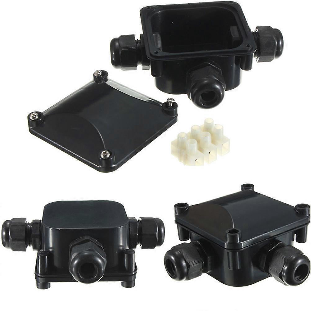 Waterproof Junction Box Terminal Box for Electrical Use 2Pcs Black