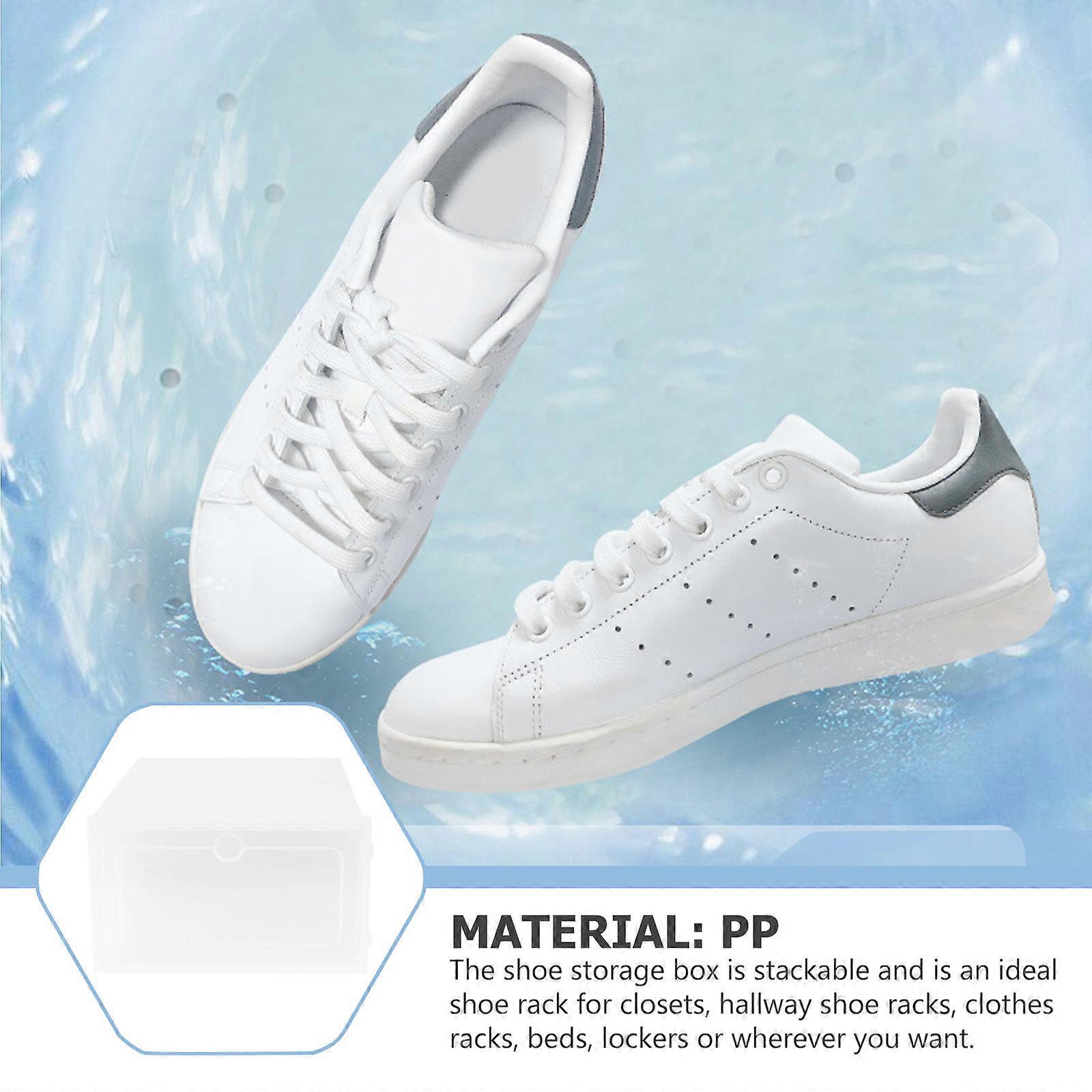 White Shoes Storage Bin Stackable Shoe Box for Shoes Storage 4Pcs