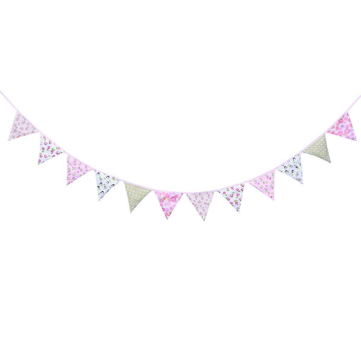 Triangular Banner Flags for Party Decoration 3M Cotton Fabric 12 Pieces