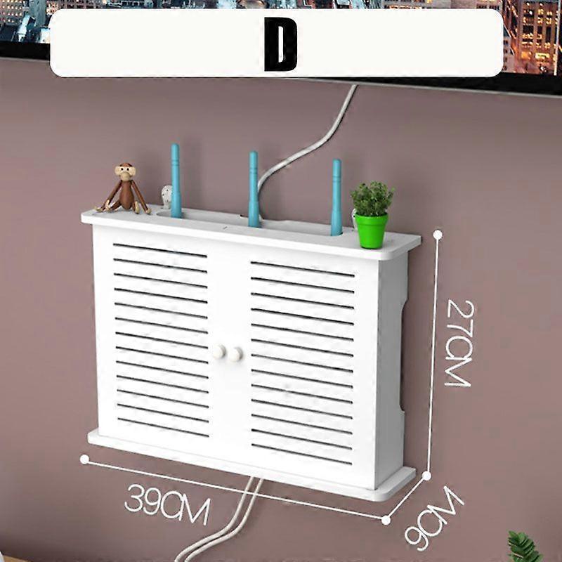 Large Wireless Wifi Router Shelf Storage Boxes Cable Power Plus Wire Bracket