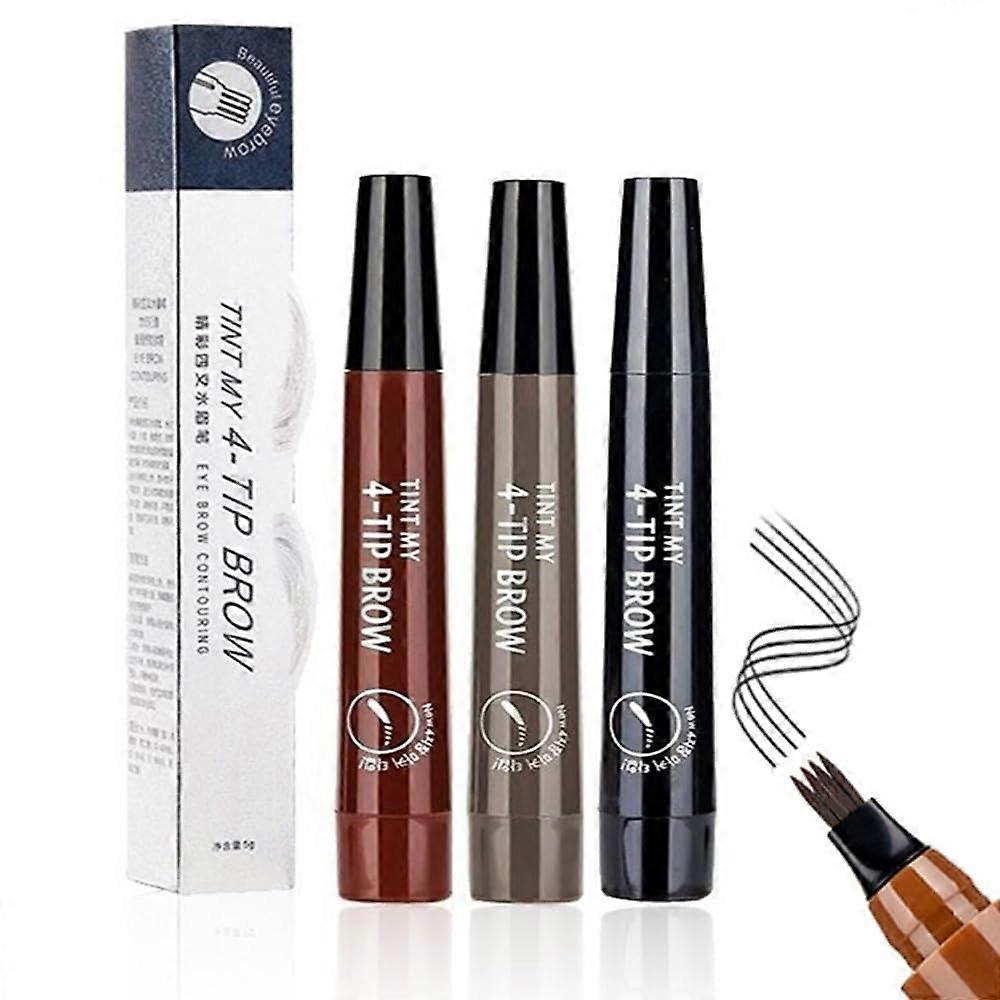 Microblading Eyebrow Pen with 4Tip Precision, Waterproof 24H Hold, Natural 3D Brow Effect