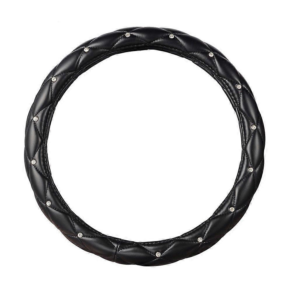 Leather Steering Wheel Cover 38cm Universal AntiSlip Breathable Microfiber for Comfortable Driving