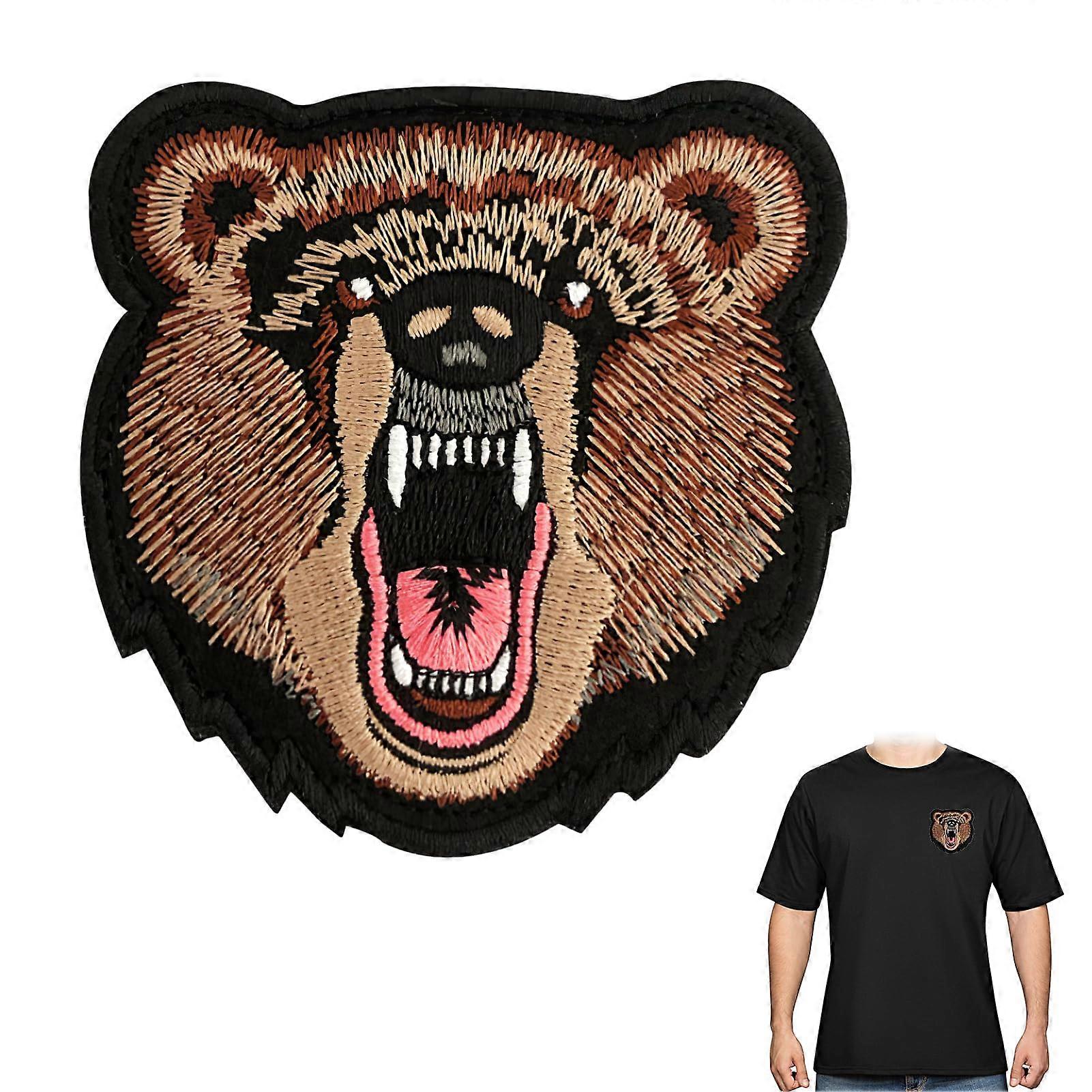 Bear Head Tactical Morale Patch with Hook and Loop, Embroidered Military Patch for Jackets Vests Bags 3.15'