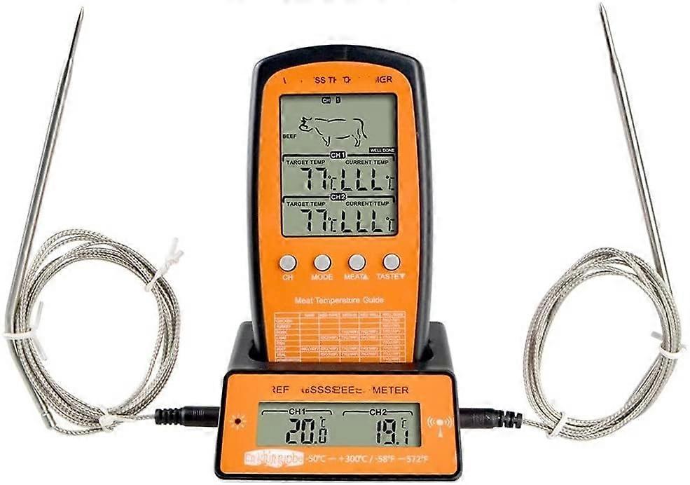 Dual Probe Wireless Meat Thermometer with Timer for BBQ Grill and Cooking Temperature Control