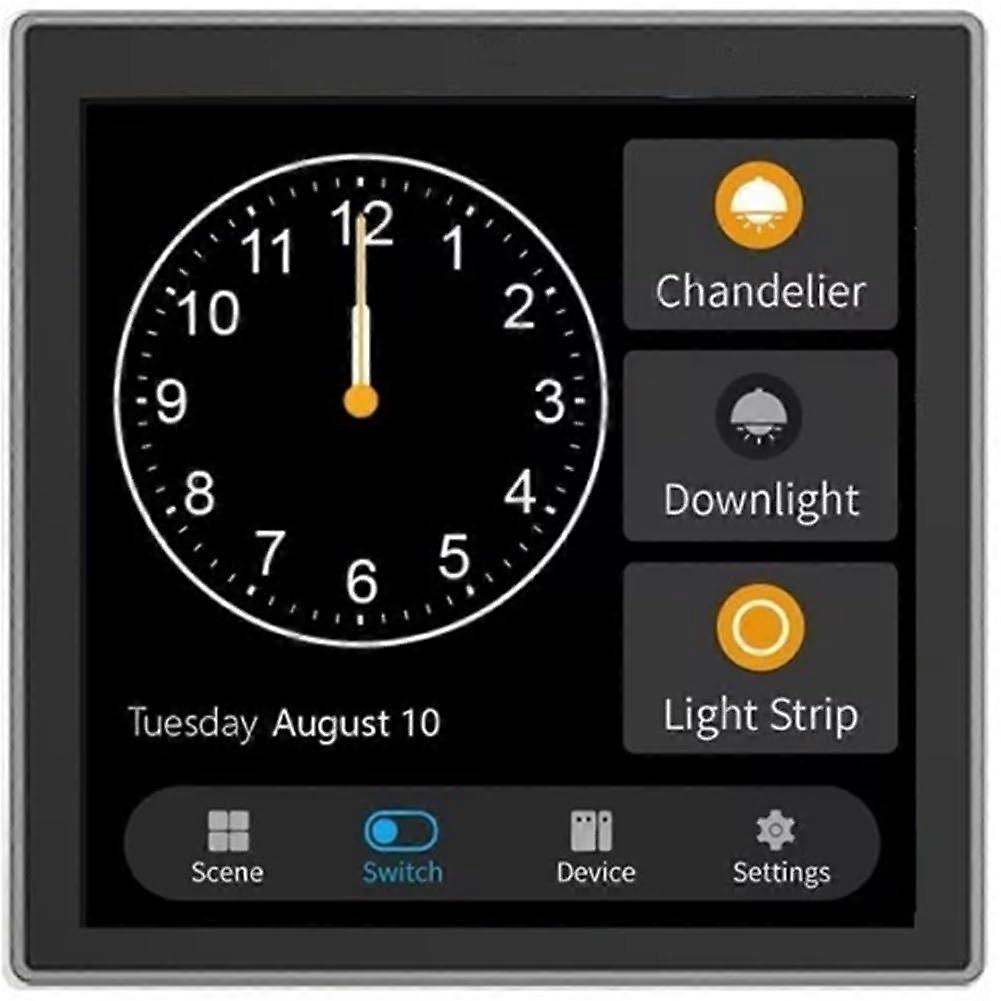 Zigbee Smart Touch Screen Light Switch, 4inch Wall Control Panel with Scene Mode, Black