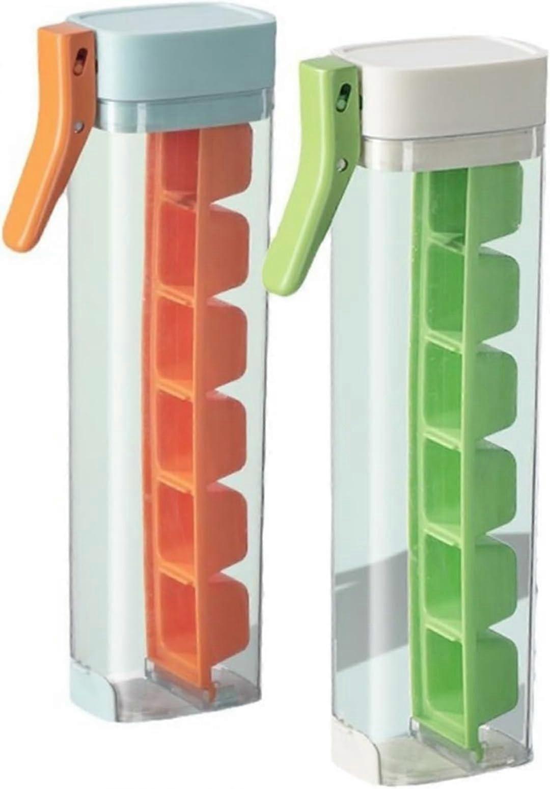 Ice Cube Tray with Lid and Handle, EasyRelease Silicone Mold, Stackable 2 Pack Set