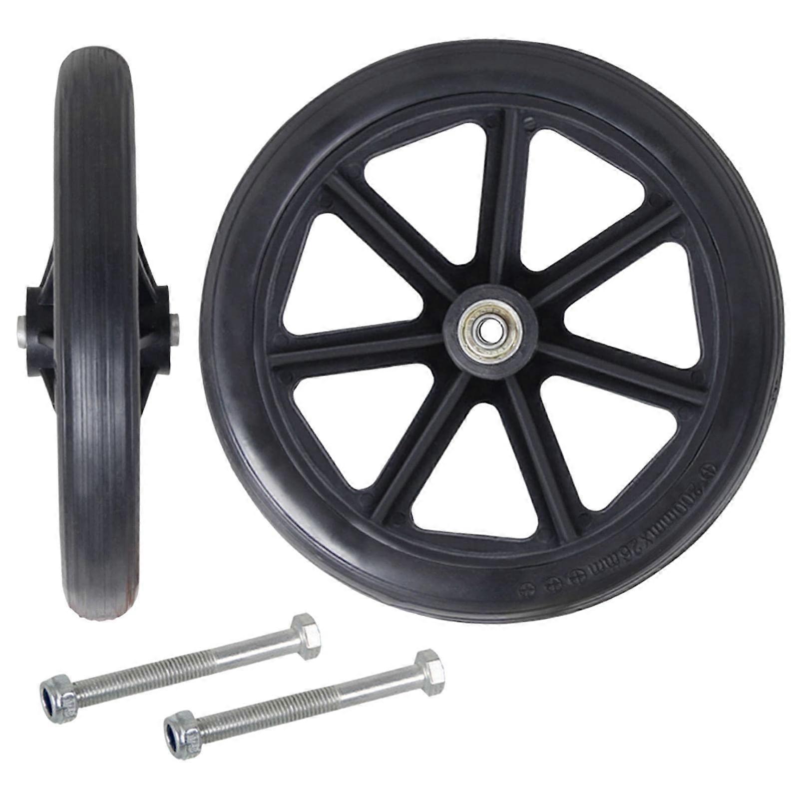 8 Inch Front Replacement Wheels for Wheelchairs, Rollators & Walkers, Solid PVC Tyres, 2 Pack