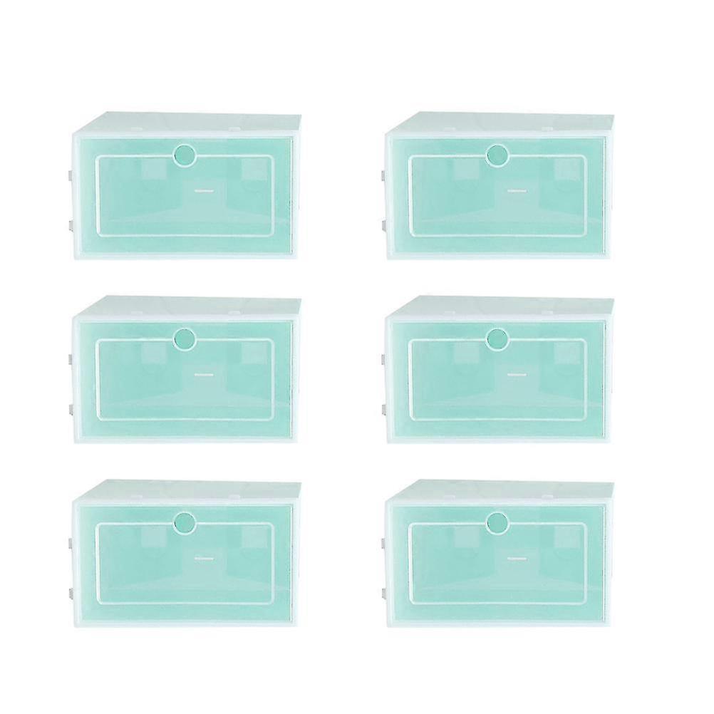 Stackable Shoe Container Shoes Storage Box Thicken Design 6Pcs Green