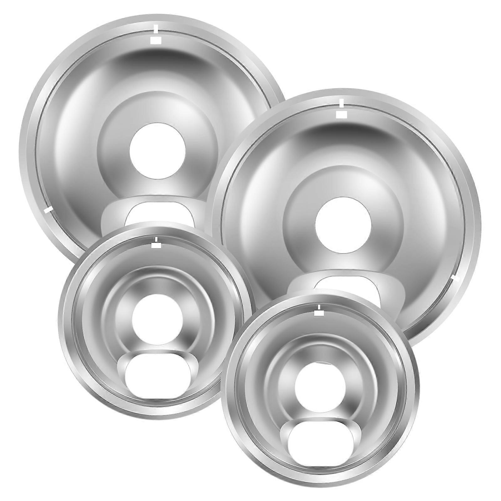 Electric Stove Drip Pans Set 6 inch and 8 inch Chrome Replacement Bowls, Heat Resistant Durable Design