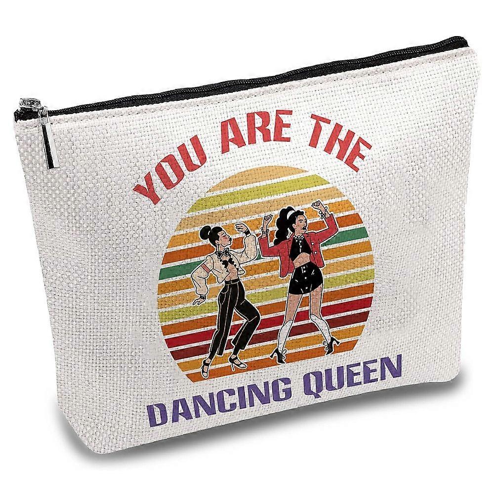 Polycotton Canvas Storage Bags Metal Zipper Pouches Rectangle with Pattern Dance 18x25cm