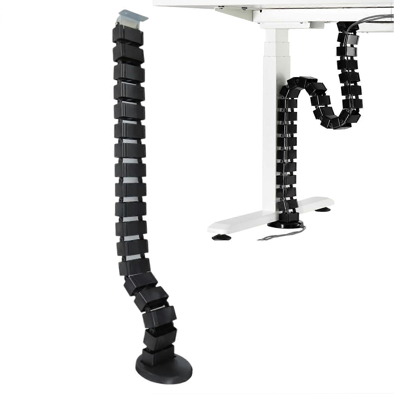 Cable Management System for Desk, Height Adjustable 130cm Under Desk Cable Organizer Sleeve, Black