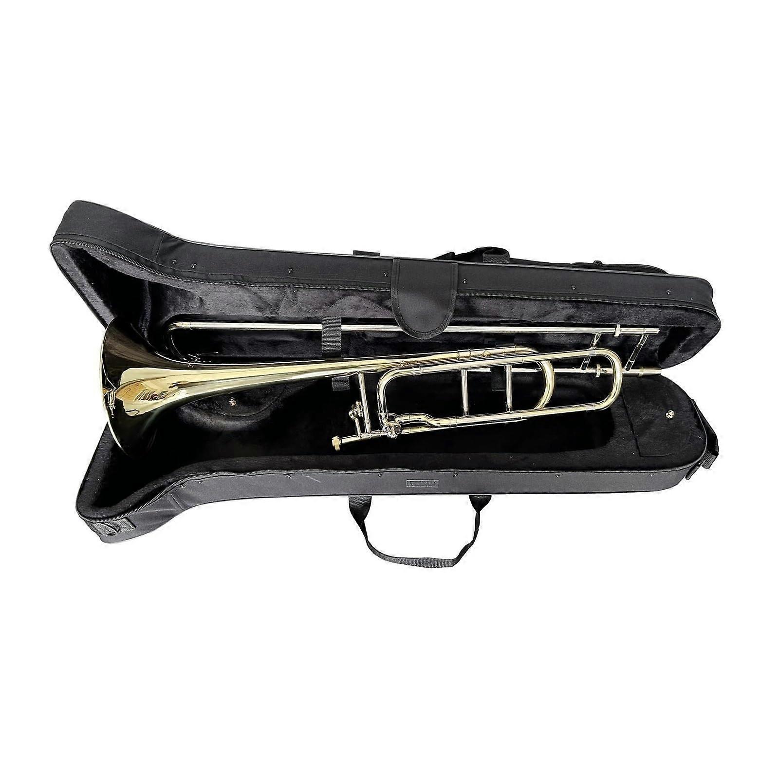 Beginner Brass Trombone Bb Key Gold with Tuning Slide Clear Sound Durable Design for Students