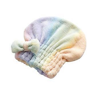 Hårtorkduk i mikrofiber med elastisk rosett, korallfleece, snabbabsorberande för långt hår