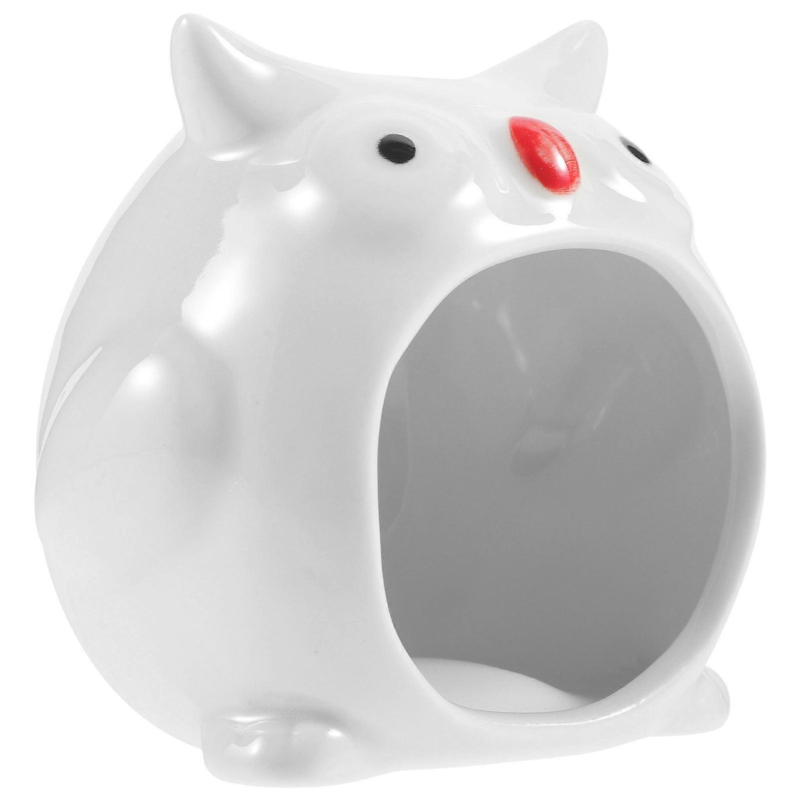 White Ceramic Hamster House Offering Comfortable