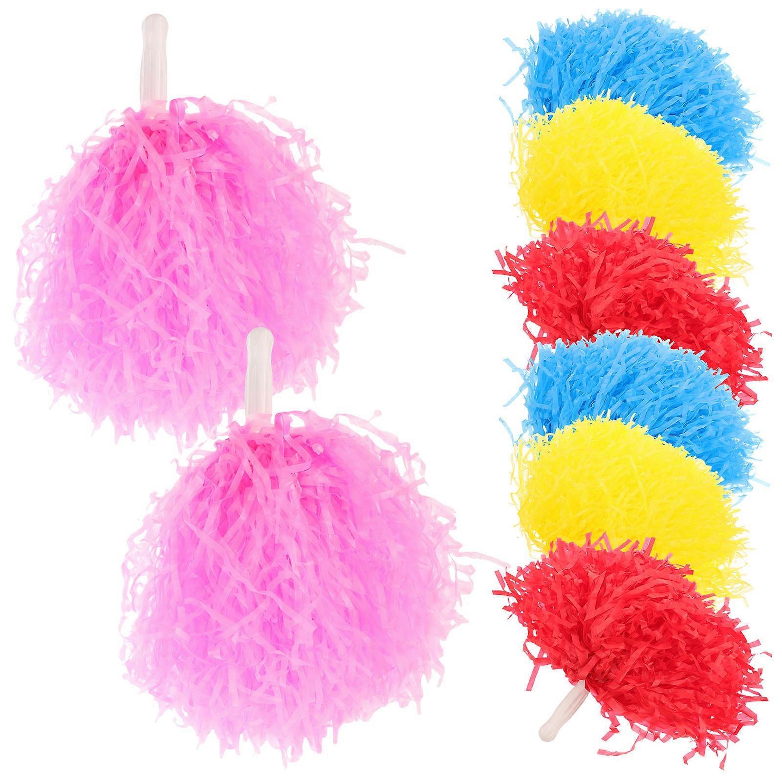 Cheerleader Pompoms Bright for Cheering 8Pcs Assorted Color Dance Accessories