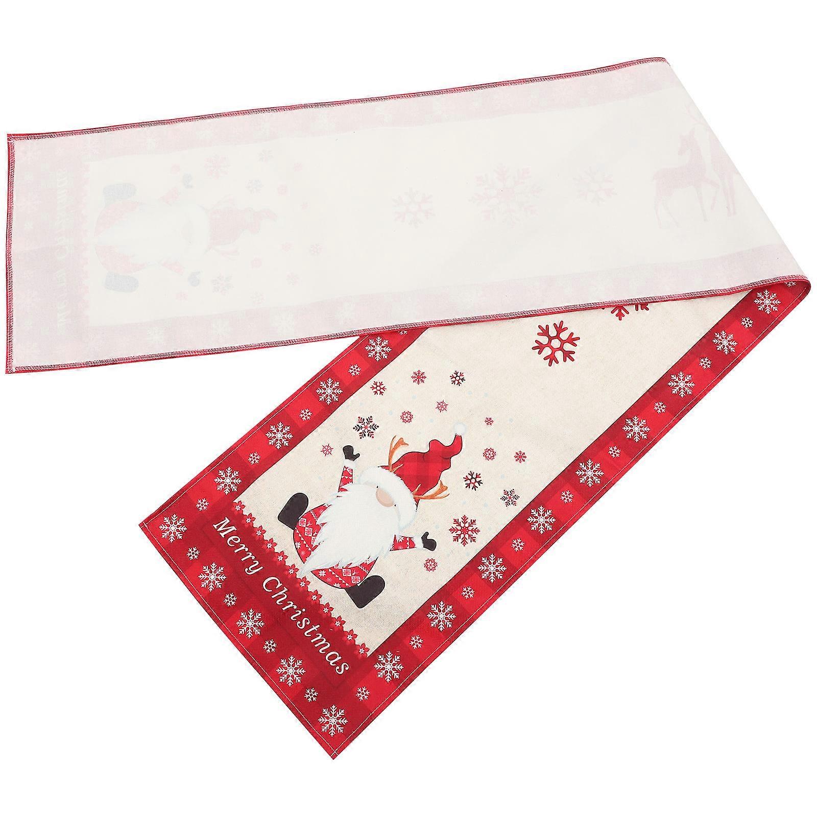 Christmas Table Runner Cotton Linen Decorative for Xmas Dinner