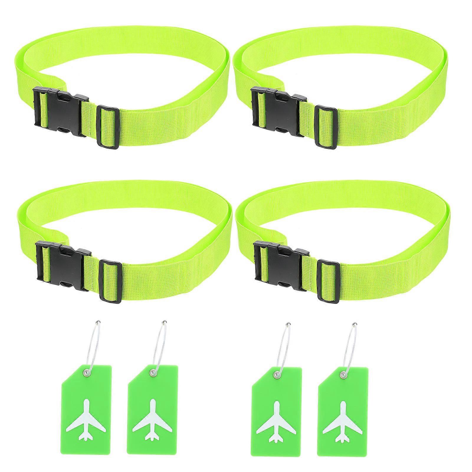 Suitcase Binding Luggage Straps Set with Tags Adjustable 1Set Light Green
