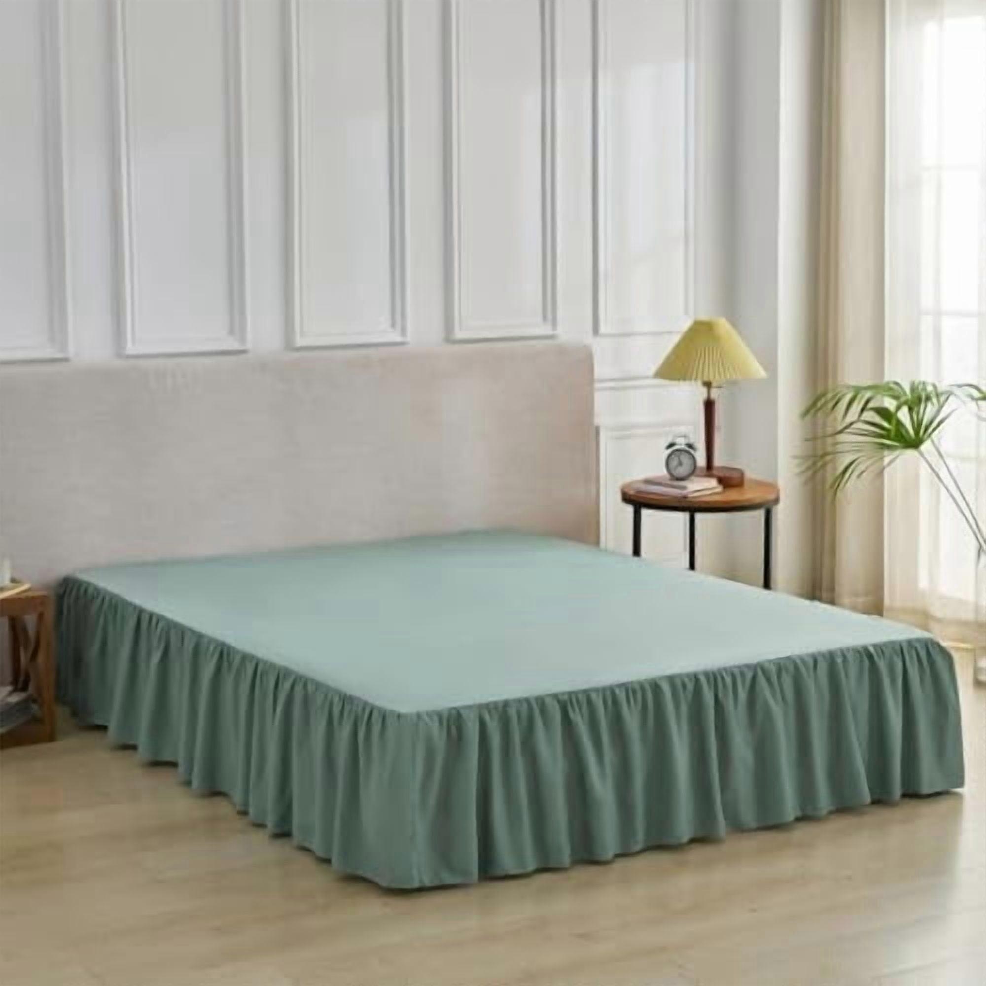 Queen Size Ruffled Bed Skirt, 12" Drop, Split Corners, Platform Compatible, Sage Green
