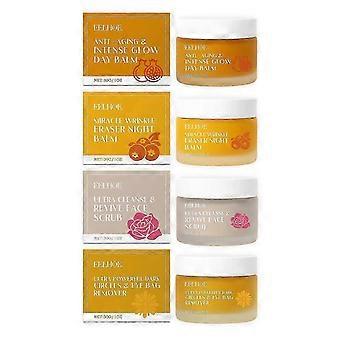 Organic Mature Women Skin Care Set - Rose Revive Face Scrub, Anti-Aging & Intense Glow Day Balm, Anti-wrinkle Night Balm, and Dark Circles & Eye Bag