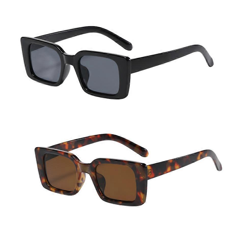 2PCS Square Frame Sunglasses Retro Style