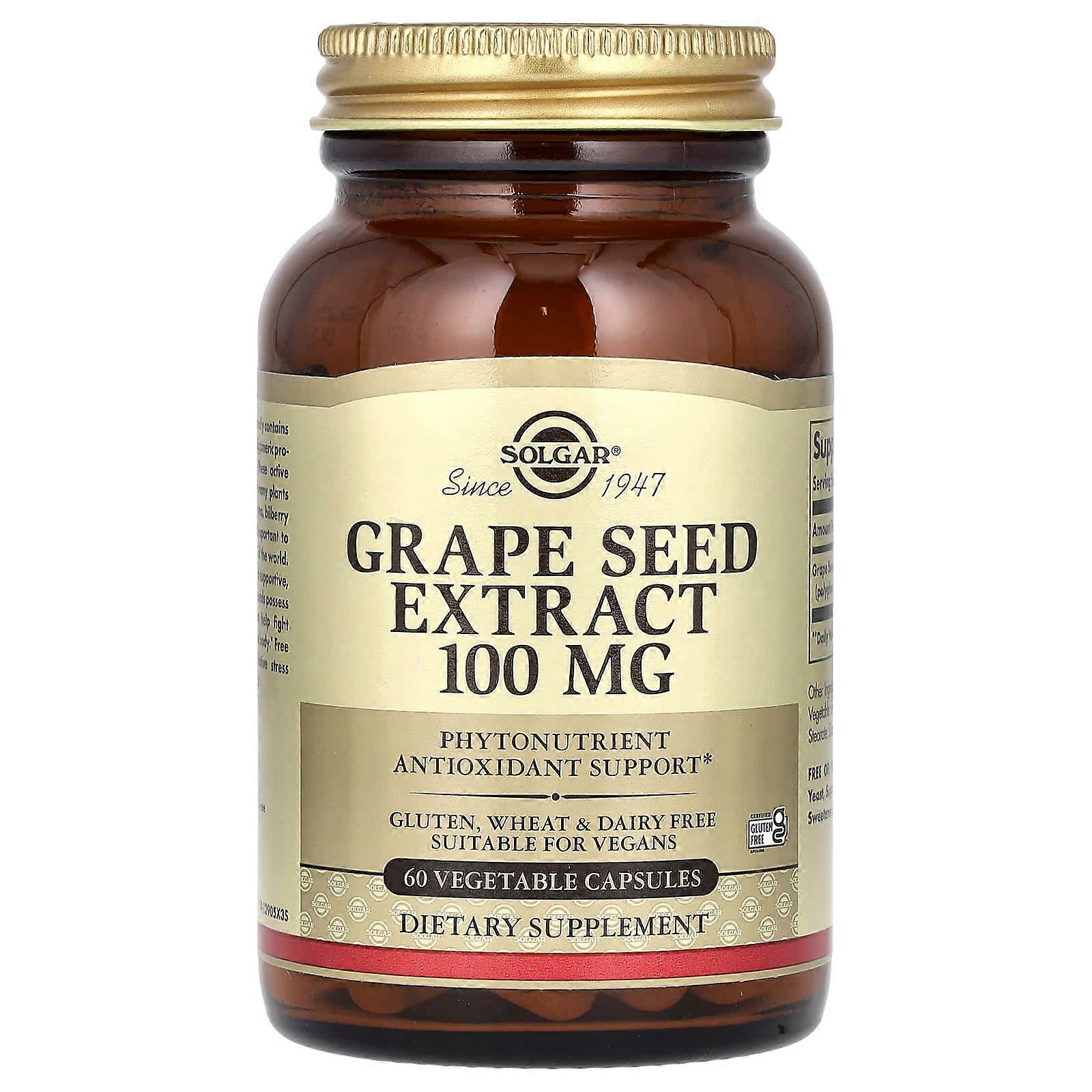 Solgar, Grape Seed Extract, 100 mg, 60 Vegetable Capsules