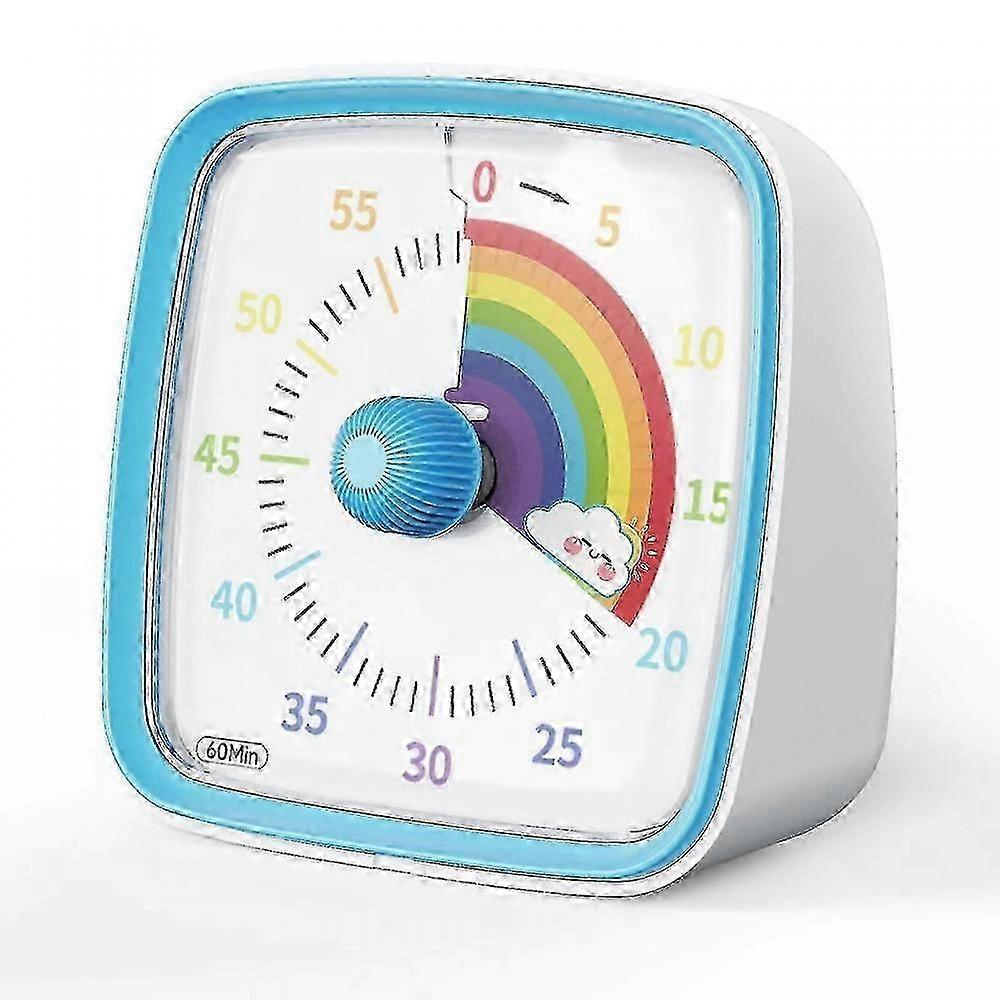 (Blue Rainbow)60 Minute Visual Timer with Night Light, Countdown Timer, Pomodoro Timer with Rainbow Pattern, Suitable for kids a