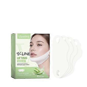 V-Line Lifting Mask 4Pcs, Double Chin Reducer V Line Face Lifting Tape, Contouring & Hydrating Face Lift Mask for Jawline Sculpting & Smooth Skin