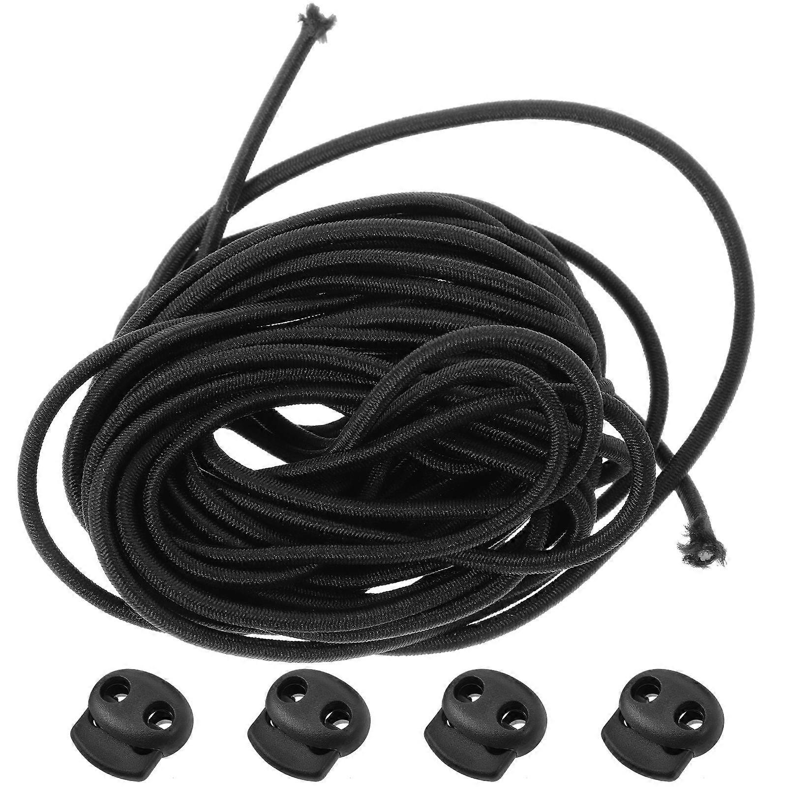 Black Spring Cord Lock Plastic Stopper for Drawstrings Function 1Set