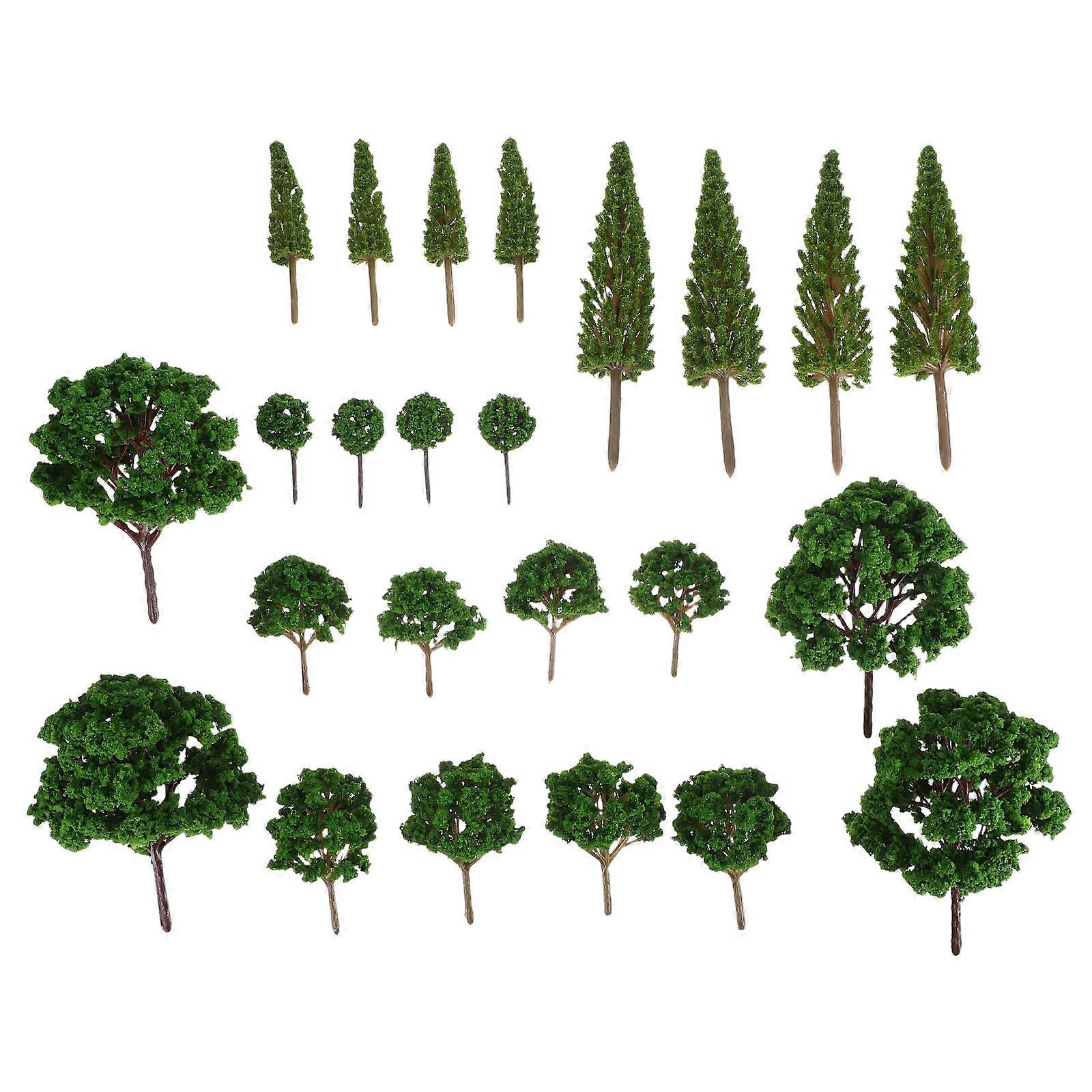 Simulation Tiny Tree Model Plastic Miniature Trees for Decoration 24Pcs Pack