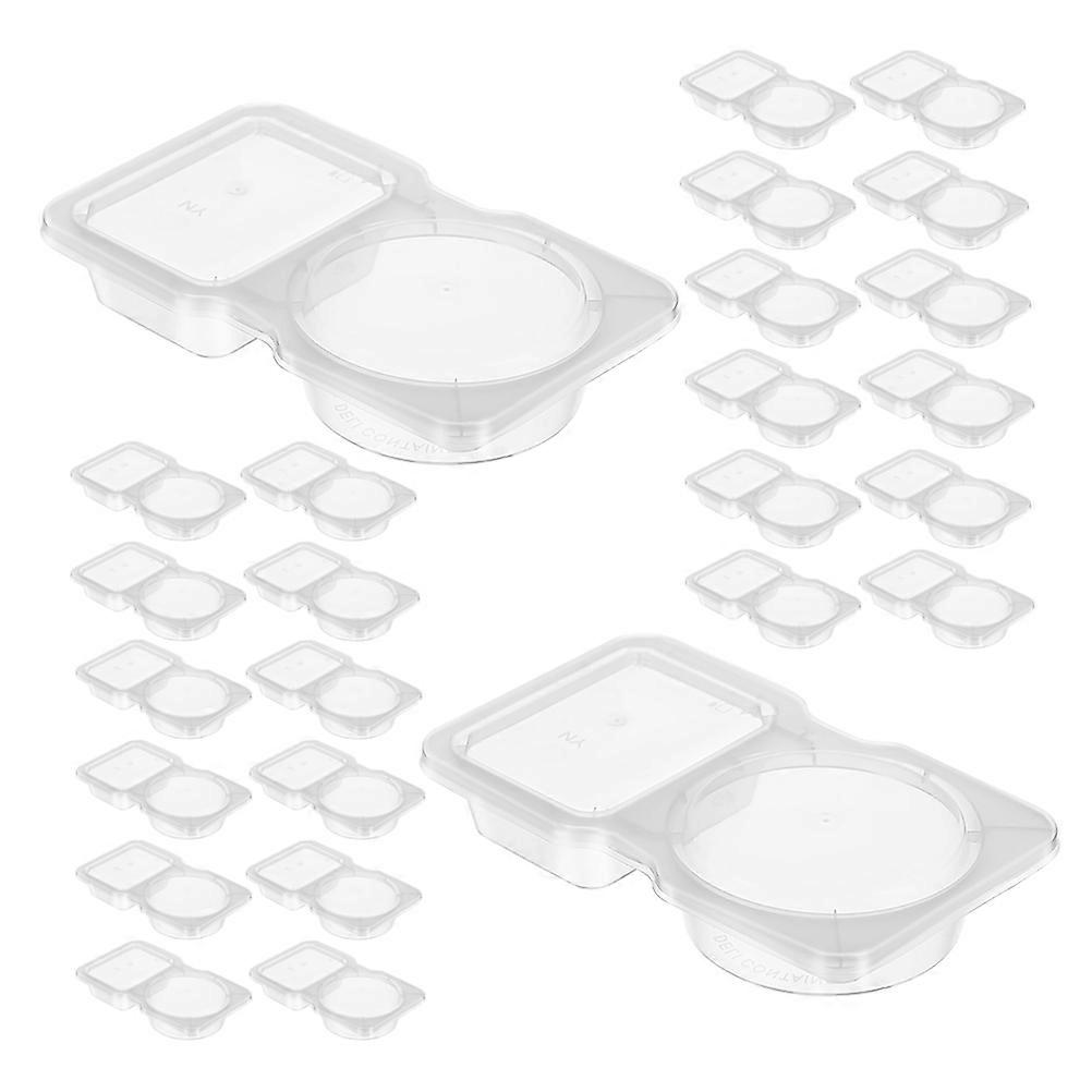 Transparent Plastic Containers Double Compartment Condiment Containers for Storage Use 80Pcs
