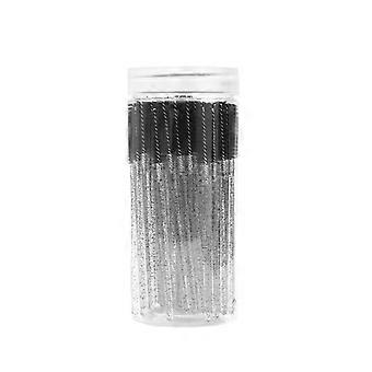 100 stuks wegwerpmascaraborsteltjes, wenkbrauwborsteltjes met kristallen handvat, make-uptools voor wimperverlenging met transparante opbergdoos