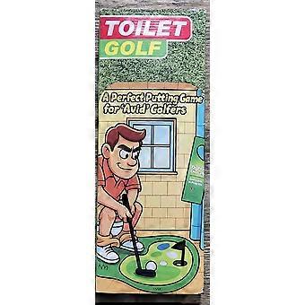 Toilet Golf Mini Putting Green 6 Pc Set Gag Gift Putter Balls Cup Flag Door