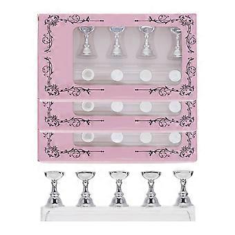 Nagelkunst-Präsentationsständer aus Kunststoff für Fingernagelübungen, 20 Stück, silberner Halter