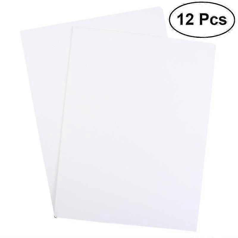12pcs A4 2pockets Kraft Paper File Folder Brown Holder Document Folder Office Project File Presentation Folder (white)