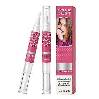 2Pcs 3ml Bitter Tasting Anti Nail Biting Pen, Safe Nail Coating Liquid to Stop Kids Thumb Sucking & Nail Chewing, Gentle Training Nail Polish for Chil