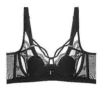 Ultra-thin Crystal Cup Breathable Soft Underwire Latex Bra Lace Sexy Bra Underwear Padded Bra - Black