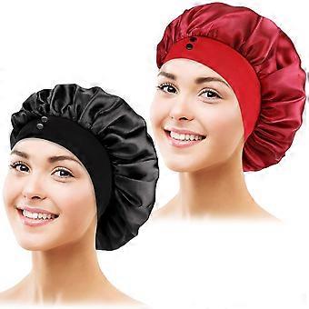 2Pcs Satin Hair Bonnets,Satin Bonnet for Black Women,Hair Bonnet