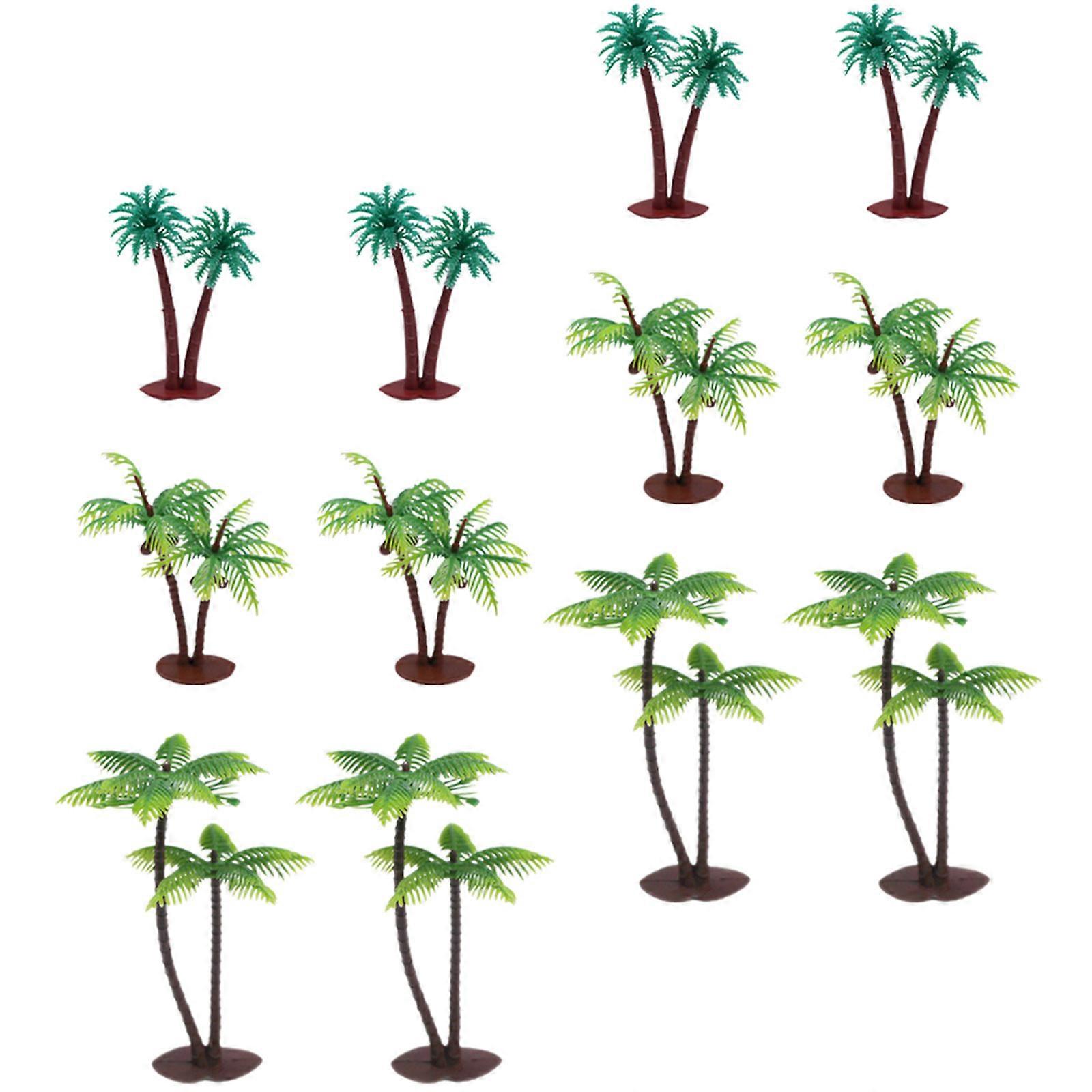 Miniature Coconut Tree Model for Decor Plastic Palm Tree Simulation 12Pcs