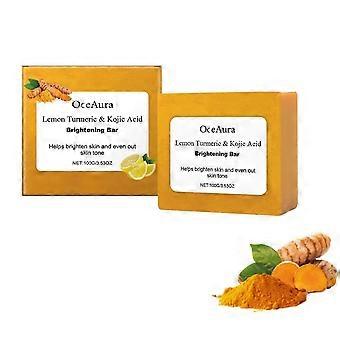 Sitrongurkemeie Kojic Acid Soap Bar for ansikt og kropp, fuktighetsgivende og fuktighetsgivende, naturlig håndlaget såpebar for lysnende og skånsom rens, jevn hud