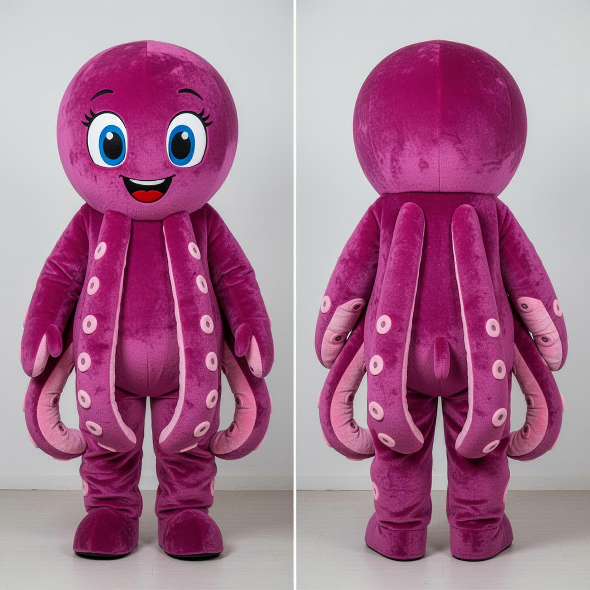 MASTICOT Magenta Velvety Octopus Mascot