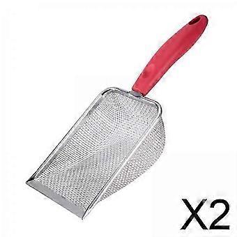 2xCat Litter Sifting Deep Sifting Cleaning Tool Kitty Metal Stainless Steel for 26-27