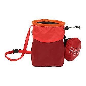 Chalk Grip Bag with Waist Belt for Bouldering, Cord Top Opening and Fabric Body for Indoor Climbing Practice and Carry  Red